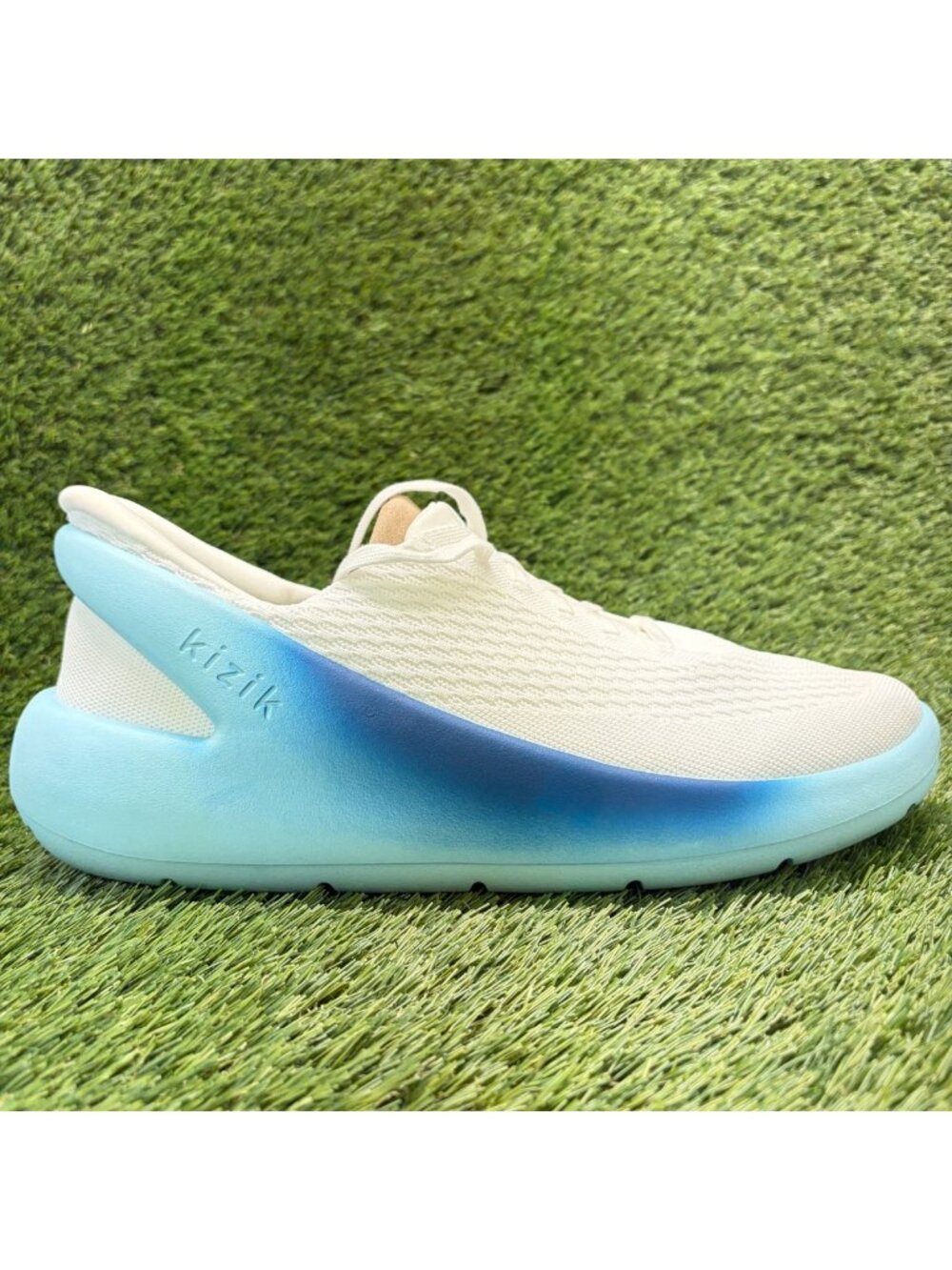 Kizik Roamer Mens Size 13 White Blue Athletic Walking Hand Free Shoes Sneakers